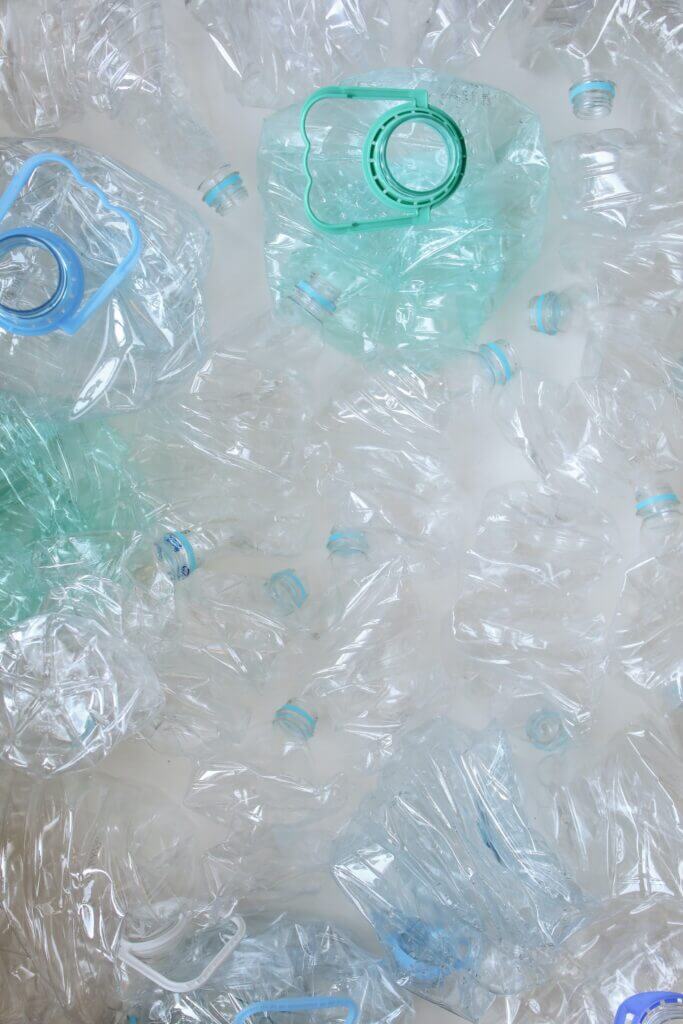 Clear plastic bottles.