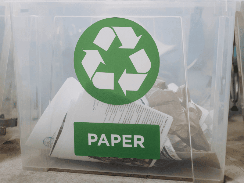 Paper recycling bin.